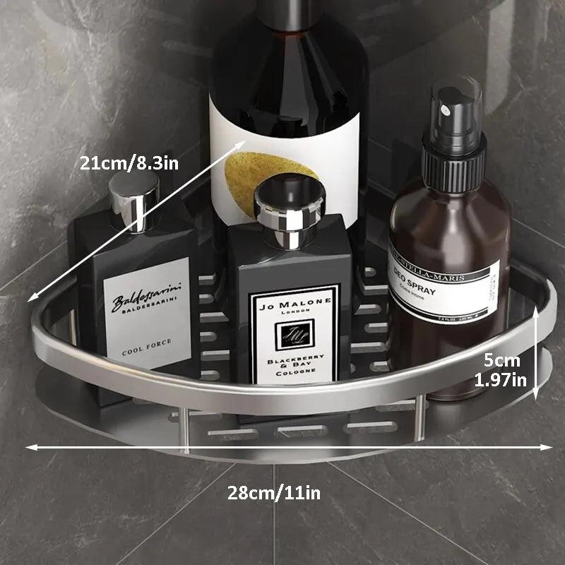 Bathroom Corner Shelf Organizer with No Drill Installation  ourlum.com   