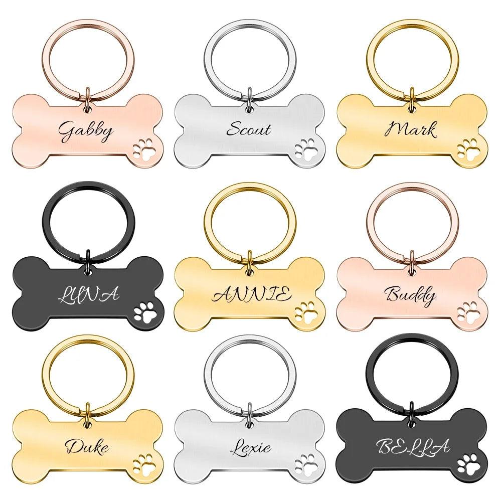 Engraved Pet ID Keychain for Cats & Dogs: Personalized Bone Pendant  ourlum.com   