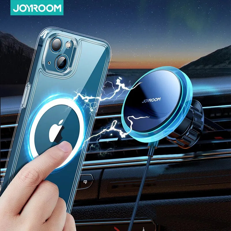 Joyroom Blue Light Magnetic Wireless Car Phone Holder Charger - In-Car Mount  ourlum.com   