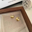 Chunky Dome Gold Teardrop Earrings Vintage Stainless Steel Hoops