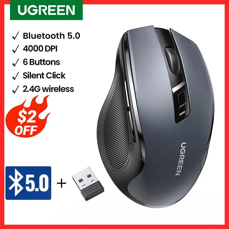 UGREEN Bluetooth Wireless Mouse: Silent Ergonomic 4000DPI for MacBook  ourlum.com   