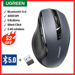 UGREEN Bluetooth Wireless Mouse: Silent Ergonomic 4000DPI for MacBook