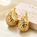 Vintage Gold Teardrop Earrings - Stainless Steel Statement Drops