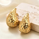 Chunky Vintage Gold Teardrop Earrings Elegant Steel Jewelry