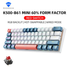 Machenike Mini Wired Mechanical Keyboard: Customizable RGB Backlit Keys