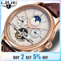 LIGE Tourbillon Watch: Luxury Timepiece with Automatic Movement