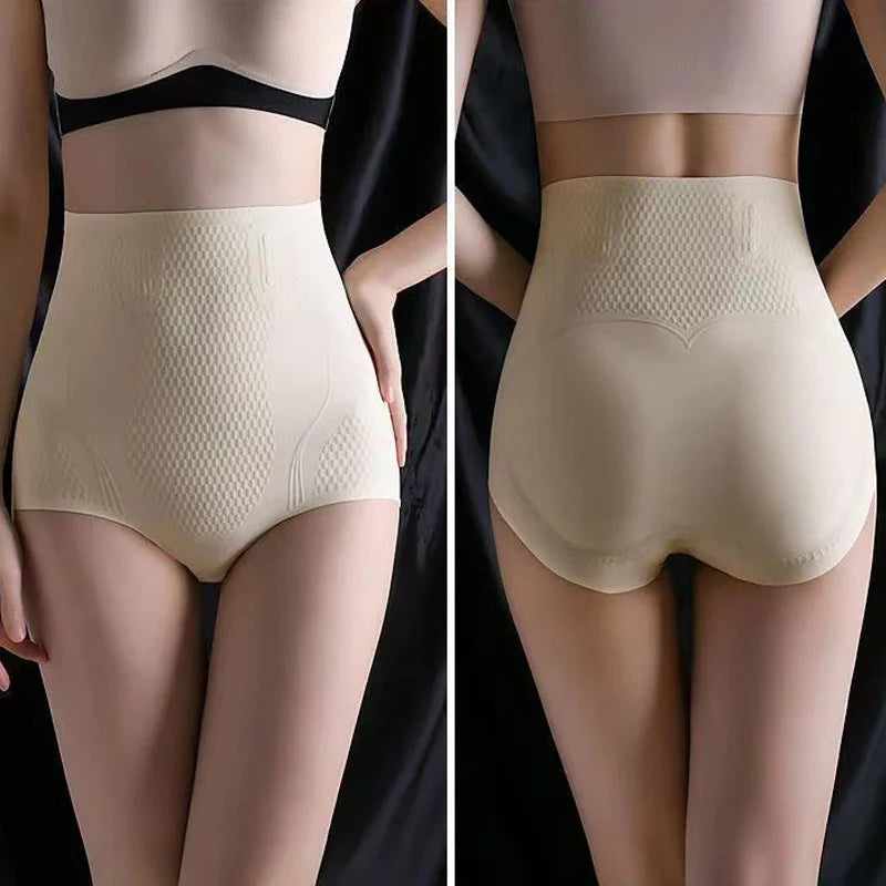 OWEQ High Waisted Ice Silk Body Briefs for Tummy Control & Sleek Silhouette