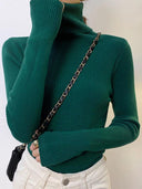 Cozy Chic Slim Fit Turtleneck Sweater for Fall Fashion