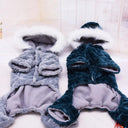 Winter Pet Dog Coat with Wool Lining Stylish Polyester Jumpsuit