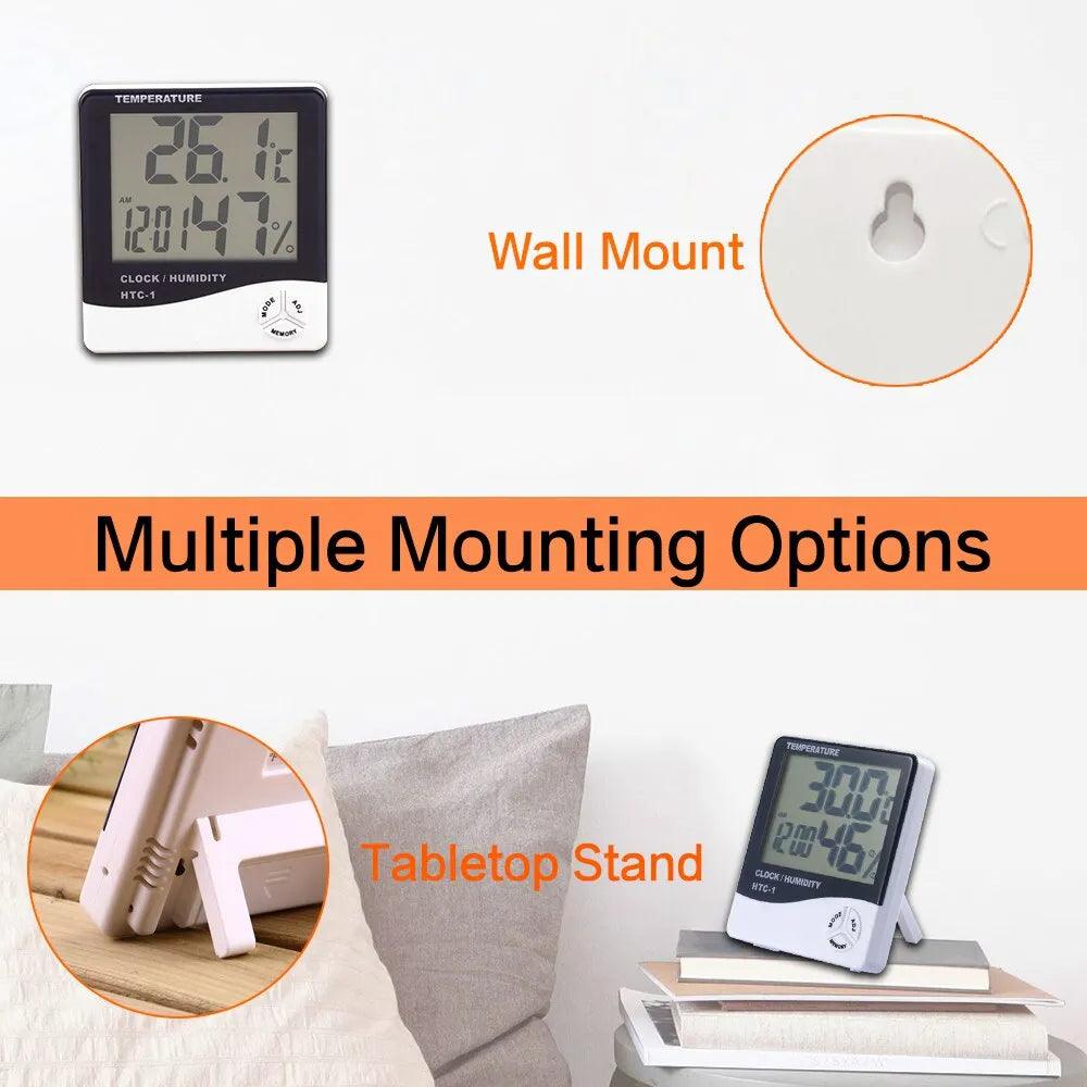 Electronic Temperature Humidity Meter with Clock - Indoor Outdoor Weather Station  ourlum.com   