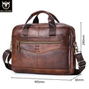 BULLCAPTAIN Men's Premium Leather Business Briefcase 14 Inch