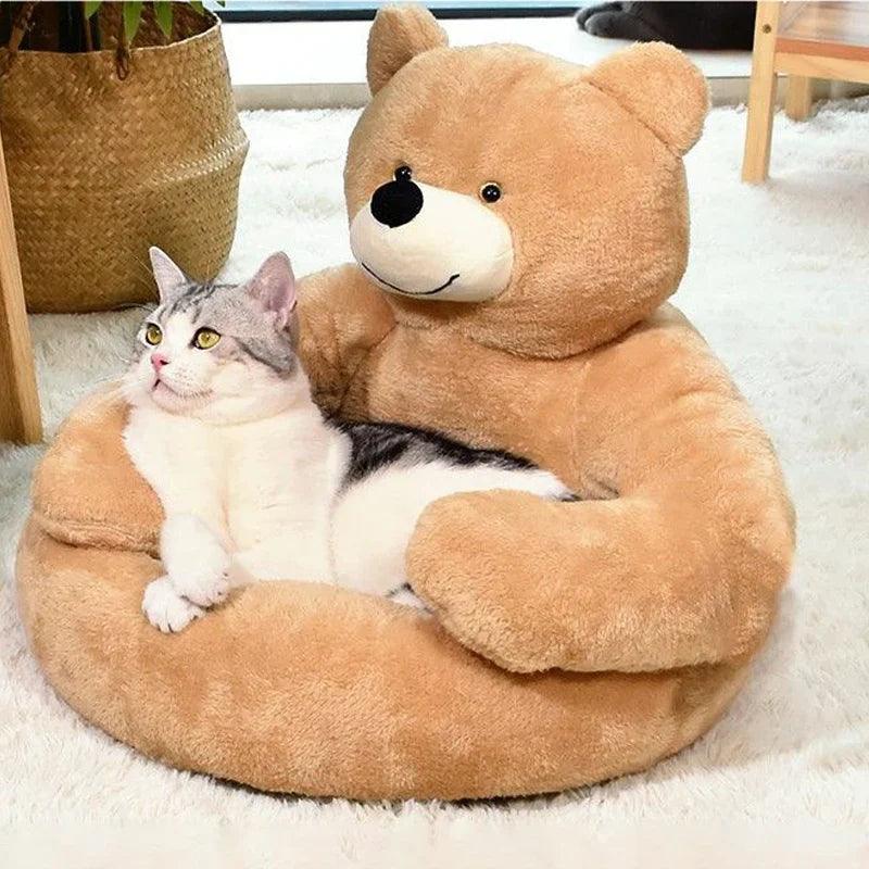 Cozy Bear Hug Dog Bed: Winter Warm Plush Cat Mat & Nest Sofa  ourlum.com   