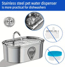 3.5L Large Capacity Pet Water Dispenser Automatic Stainless Steel Cat Water Fountain with LED Lighting