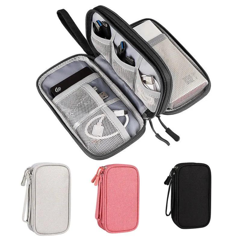 Travel Tech Gear Storage Solution - Waterproof Double Layer Cable Organizer Bag  ourlum.com   
