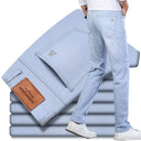 Brand Top Classic Style Men Light Blue Denim Trousers