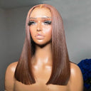 13x4 Brown Straight Lace Front Bob Wig 180% Density Hair