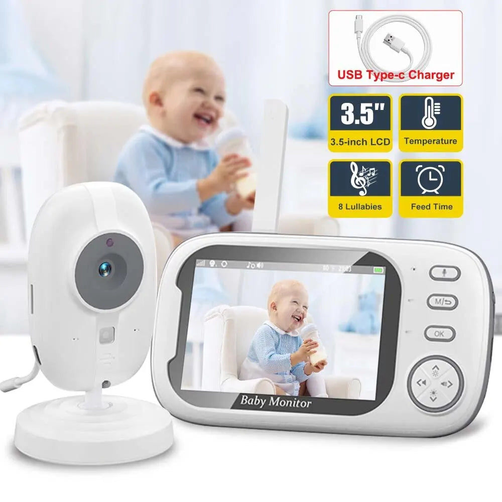 3.5'' Video Baby Monitor 2.4G Mother Kid 2 Way Audio Talk Night Vision Security Cameras Video Surveillance Cam With Temperature