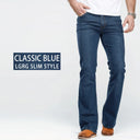 Mens Boot Cut Jeans Slightly Flared Slim Fit Denim Pants