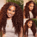 250% Density Reddish Brown Kinky Curly Lace Front Wig