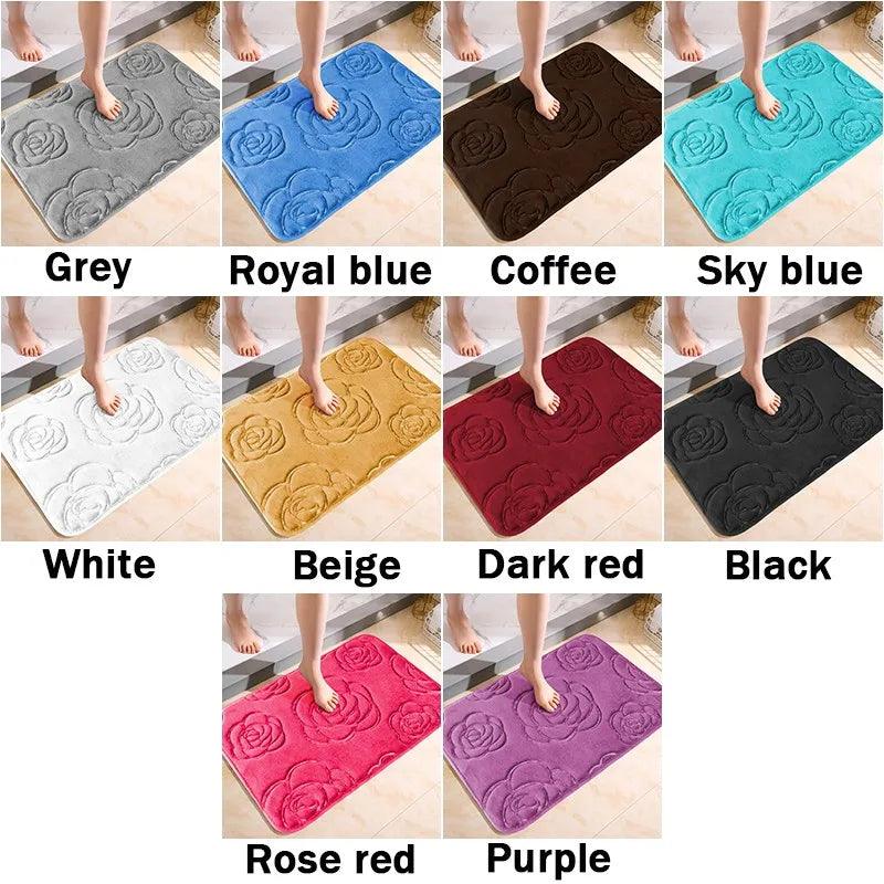 Rose Memory Foam Bathroom Floor Mat: Absorbent, Anti-Skid, Soft, Easy to Clean  ourlum.com   