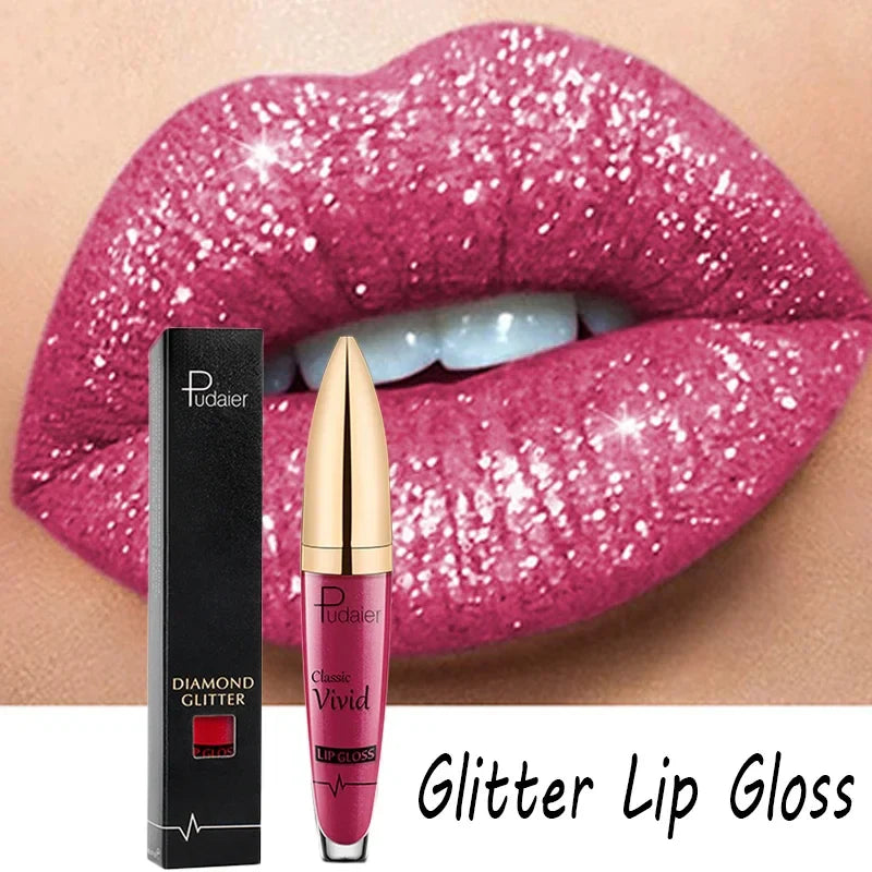 Matte Glitter Liquid Lipsticks Diamond Shiny Lip Gloss Waterproof Long Lasting Pearl Lipgloss Women Lip Tint Makeup Maquillaje  ourlum.com   