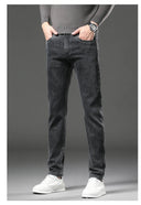 Winter Fleece Thick Warm Men's Slim Straight Denim Pants