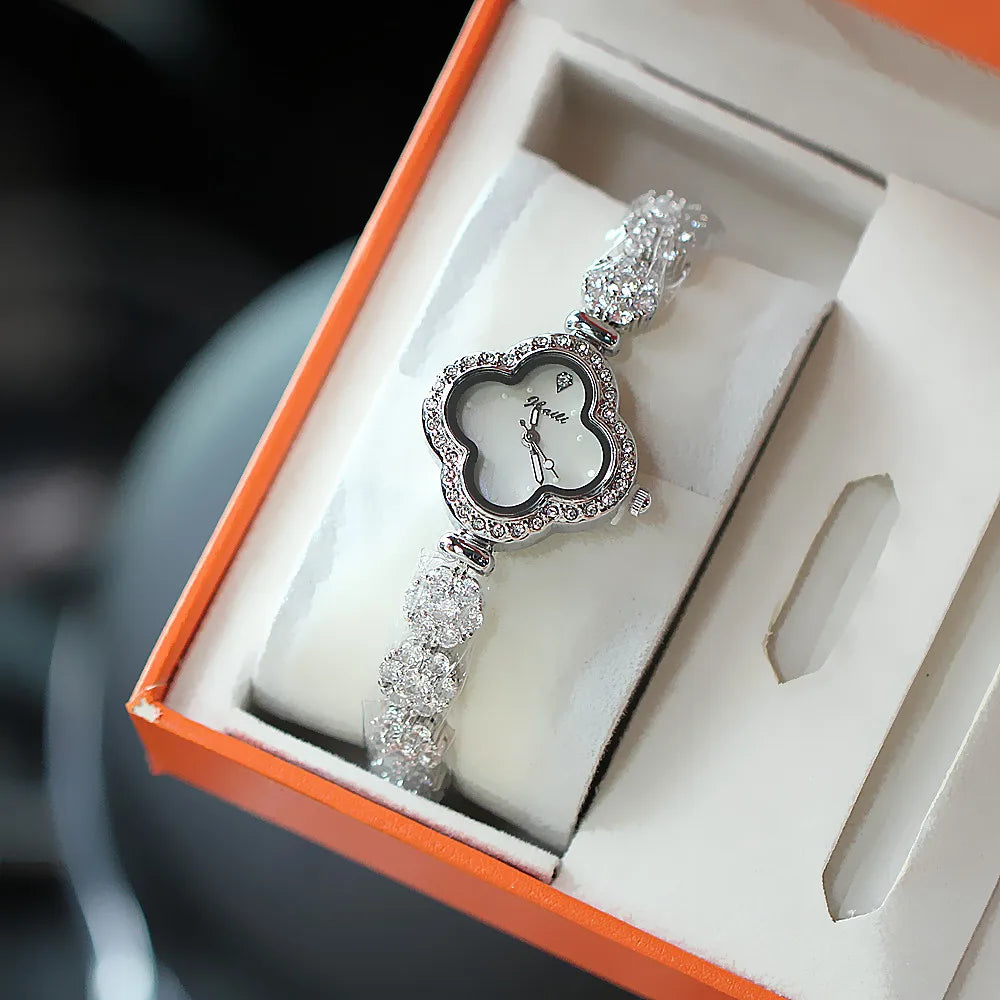Diamond Pearl Clover Luxury Women's Quartz Bracelet Watch - Elegant Gift  OurLum.com   