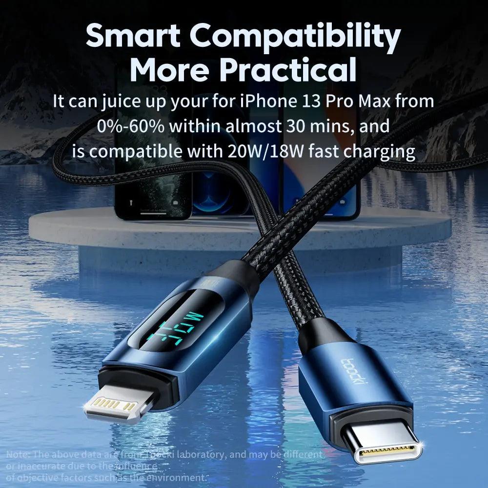 Toocki 36W PD Fast Charging USB C Cable for iPhone & iPad - 1m Lightning Data Wire  ourlum.com   