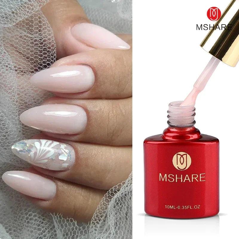 MSHARE Milky White Builder Nail Extension Gel in A Bottle 10ml Self leveling Nails Quick Building Clear Pink UV Led Gel  ourlum.com   