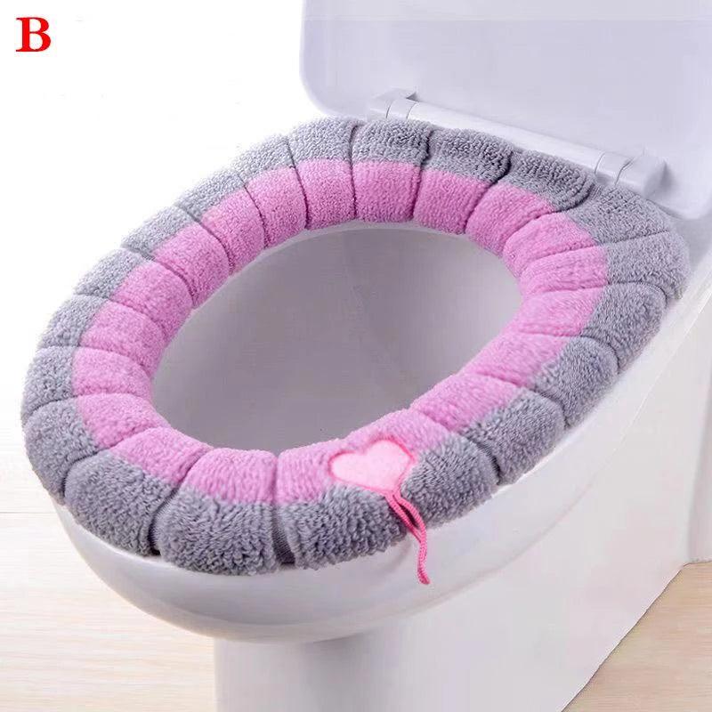 Cozy Bathroom Toilet Seat Cover with Floral Detail - Washable and Warm  ourlum.com B  