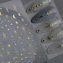 Celestial Gold Nail Art Sticker Set - Sun Moon Star Theme