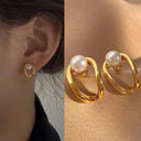 Chic Korean Claw Stud Earrings with Irregular Pearls