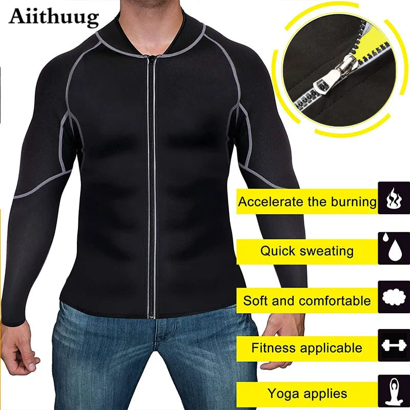 Men's Neoprene Sauna Suit for Weight Loss - Thermal Workout Shirt & Body Shaper