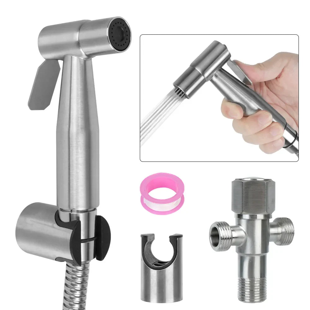 Handheld Bidet Sprayer Set: Easy Install Stainless Steel - Functional & Stylish  ourlum.com   