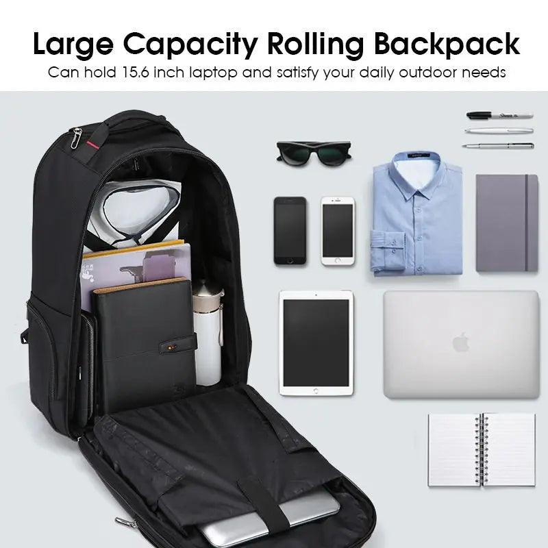 OIWAS Rolling Backpack Trolley Bag - Large Capacity Travel, Gym & Business Luggage for Men, Women & Teens