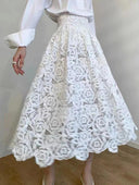 Vintage Floral Lace A-Line Skirt Elegant Women's Fashion