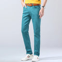 Spring Men's Slim Jeans Classic Style Straight Elasticity Cotton Denim Pants Male Brand Wine Red Black White Trousers