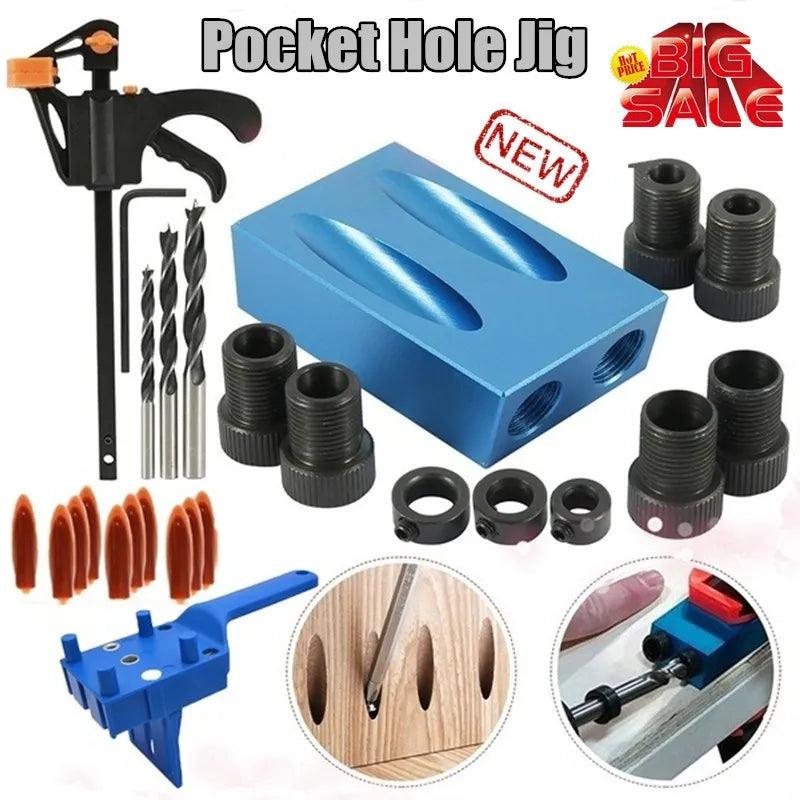 Pocket Hole Jig Kit: Durable Aluminum Joinery Tool for Woodwork Joint Angle Locator  ourlum.com   