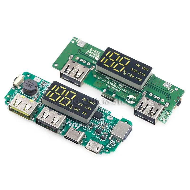 Lithium Battery Charger Board LED Dual USB 5V 2.4A Micro/Type-C USB Mobile Power Bank 18650 Charging Module  ourlum.com   