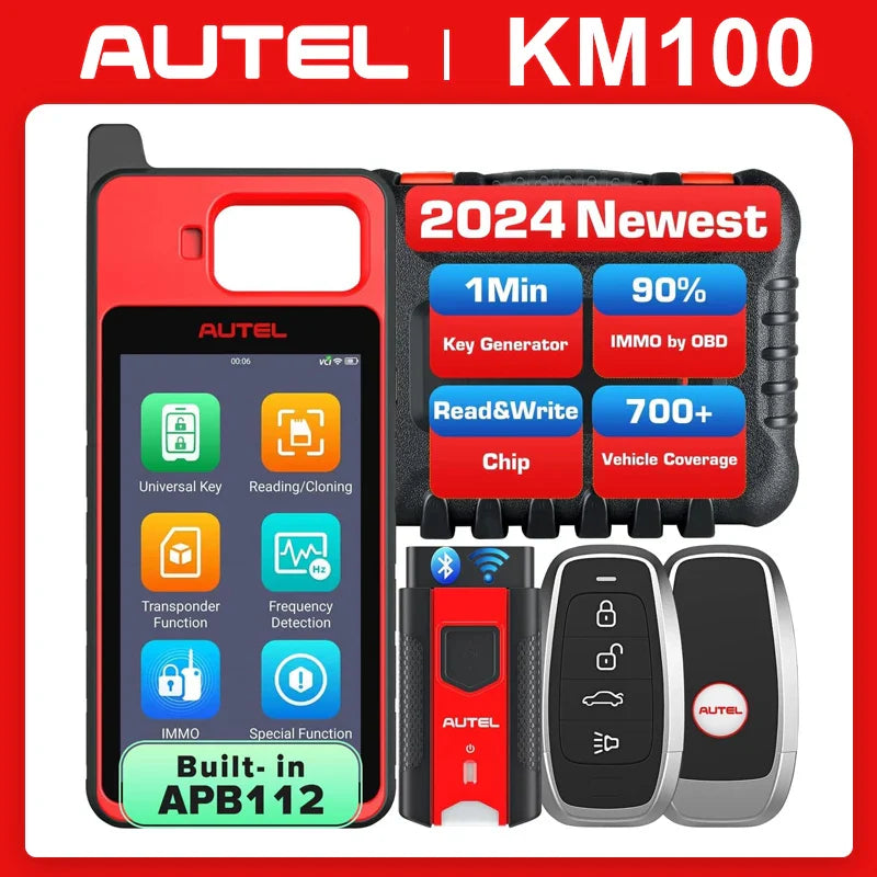 Autel MaxiIM KM100 Key Fob Programming Immobilizer Tool 2PCS Autel IKEY for 60s Key Generation OBD IMMO Key Learning on 99% Car