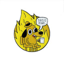 Yellow Anime Cartoon "This Is Fine" Hound Dog Enamel Pin - Cute Fashion Jewelry  ourlum.com style1  