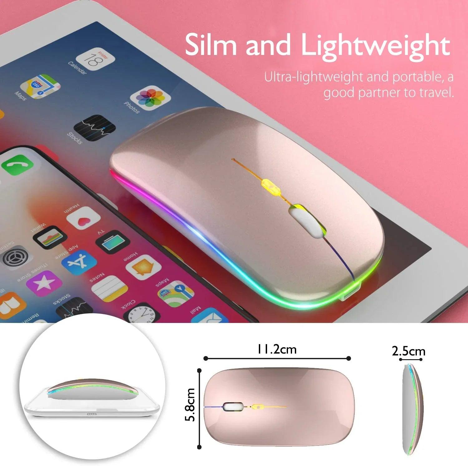 Bluetooth Wireless Mouse: Enhanced RGB Backlight for MacBook Tablet PC  ourlum.com   