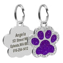 Engraved Glitter Paw Pet ID Collar Tag: Customized and Stylish  ourlum shiny-PU  