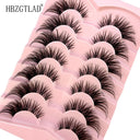 NEW 7Pairs Lashes manga Lashes 3D Clear Band Lashes Natural Look Wispy Mink Eyelashes Fluffy Cat Eye Lashes Pack Fake Eyelashes  ourlum.com 7pairsLF14  