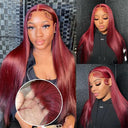 99J Burgundy Lace Front Human Hair Wig for Glamorous Look