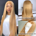 #27 Honey Blonde Brazilian Straight Lace Front Wig 13X4 HD Lace