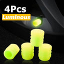 Luminous Glow Wheel Valve Caps Enhance Night Visibility 4 Pieces