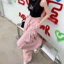 Y2K Parachute Black Pants Women Hippie Streetwear Cargo Trousers