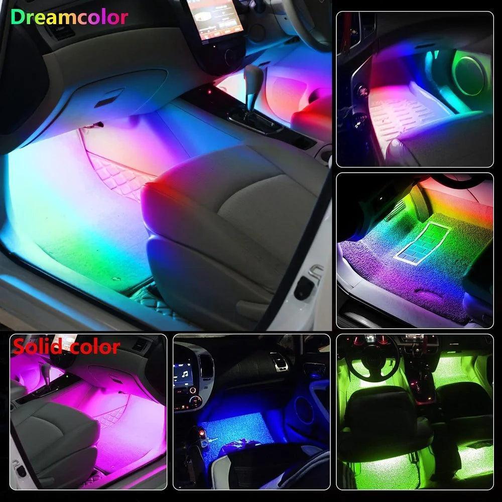 Car Interior Neon LED Ambient Light Kit with Music Sync Control  ourlum.com   