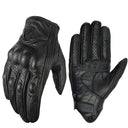 Vintage Black Leather Motorcycle Gloves for Men Biker Racing